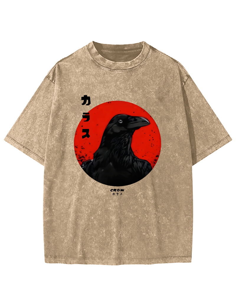 Crow Japanese Vintage Distressed T-shirt-Zazasy