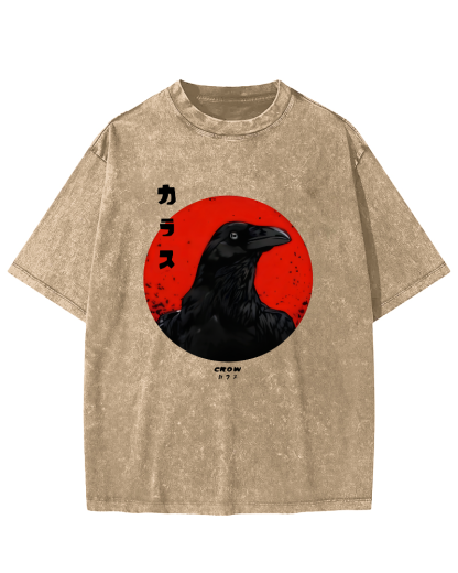 Crow Japanese Vintage Distressed T-shirt-Zazasy