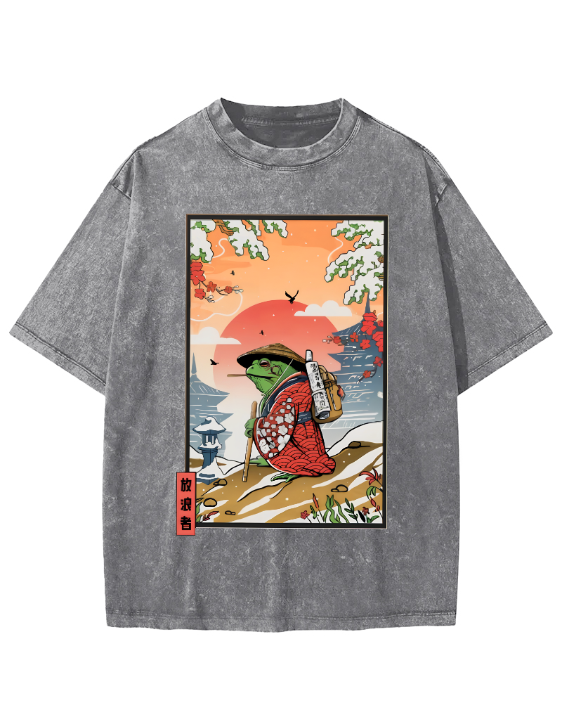Wanderer Japanese Vintage Washed T-shirt-Zazasy