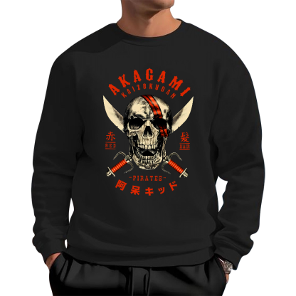 Skull Street Retro Cotton Pullover Sweatshirt