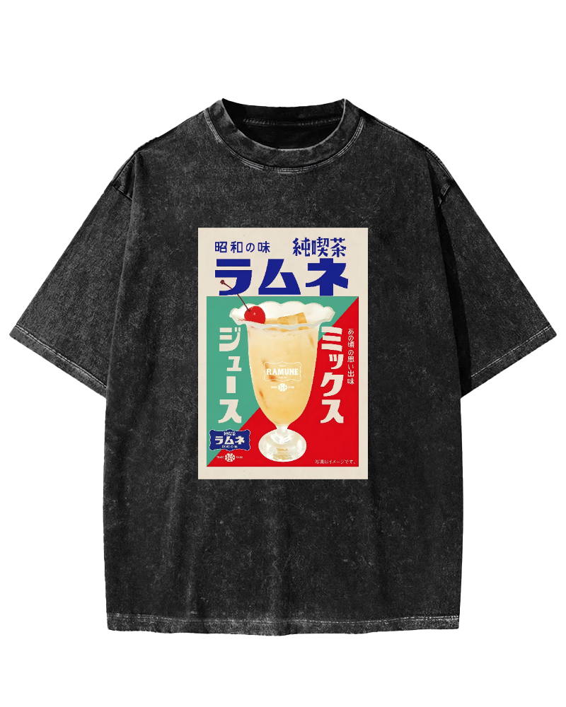 Ramune Japanese carbonated soft drink Vintage Washed T-shirt