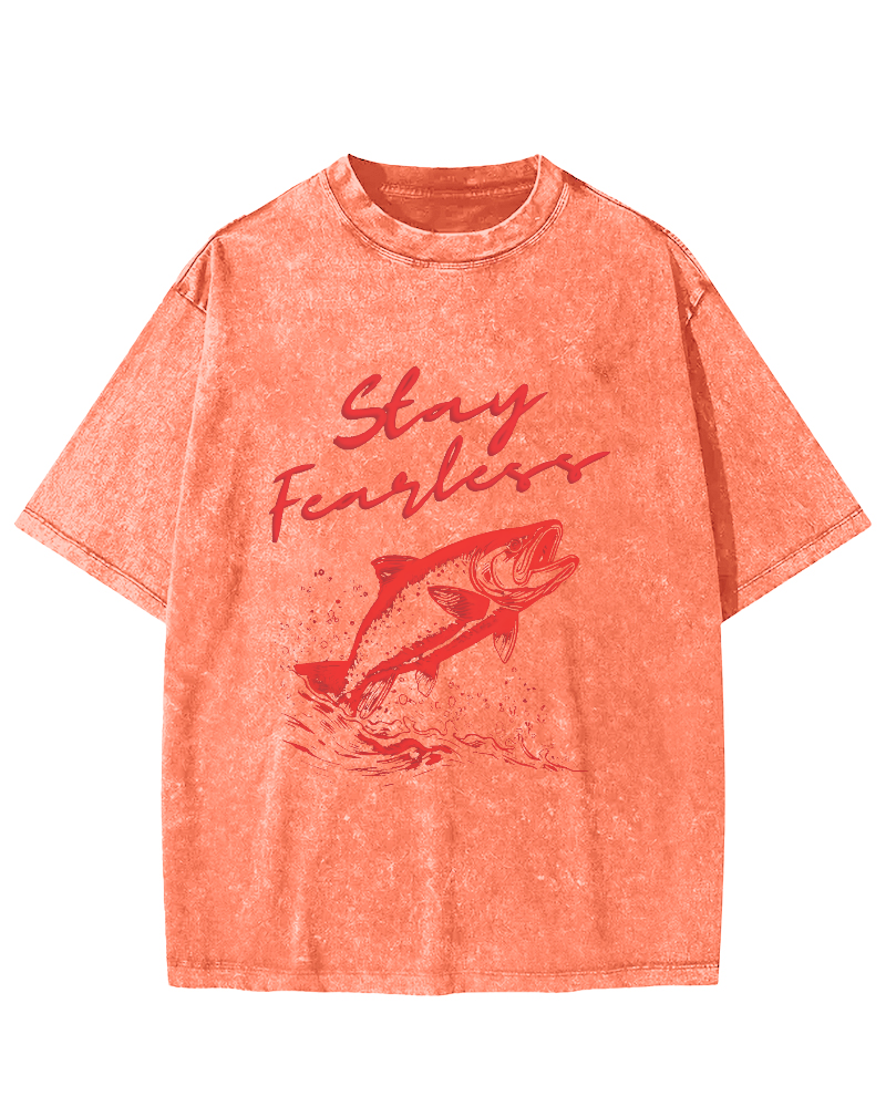 Ocean Salmon Leisure Vintage Distressed T-shirt-Zazasy
