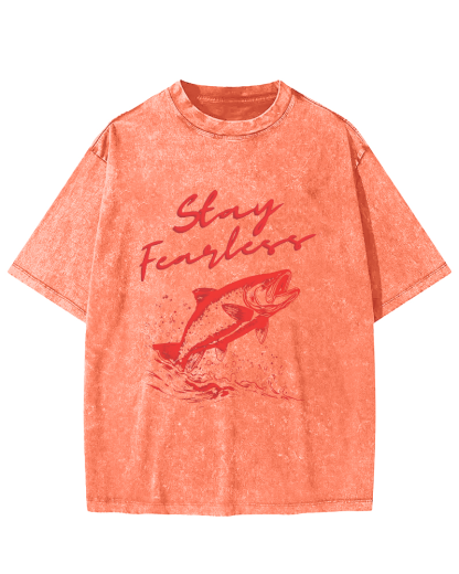 Ocean Salmon Leisure Vintage Distressed T-shirt-Zazasy
