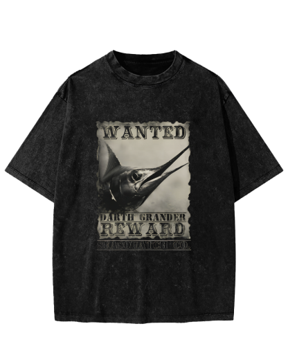 Retro Swordfish Pattern Vintage Distressed T-shirt-Zazasy