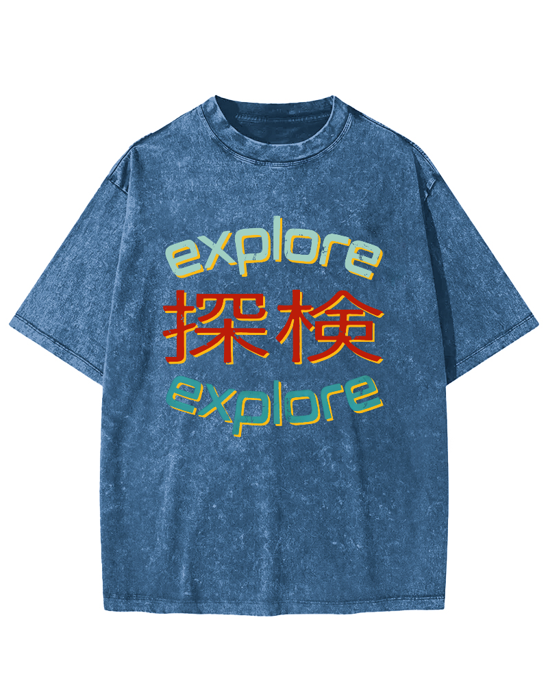 Explore Japanese Style Vintage Washed T-shirt-Zazasy