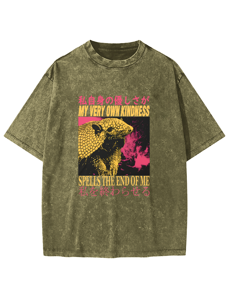 Retro Pangolin Japanese Style Vintage Distressed T-shirt-Zazasy