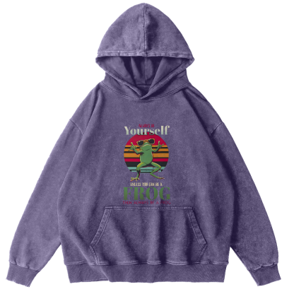 Personalized Frog Pattern Vintage Distressed Hoodie-Zazasy
