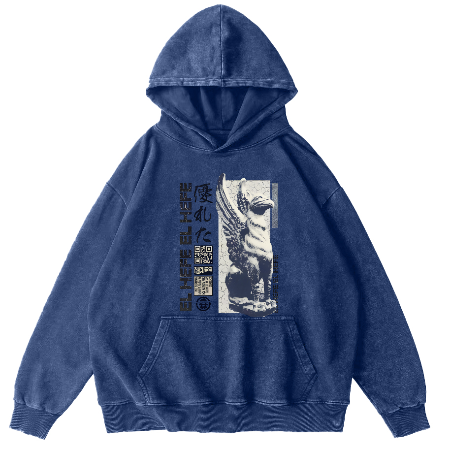 Griffin Retro Vintage Washed Hoodie-Zazasy