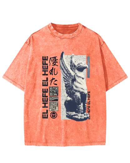 Griffin Retro Vintage Washed T-shirt-Zazasy