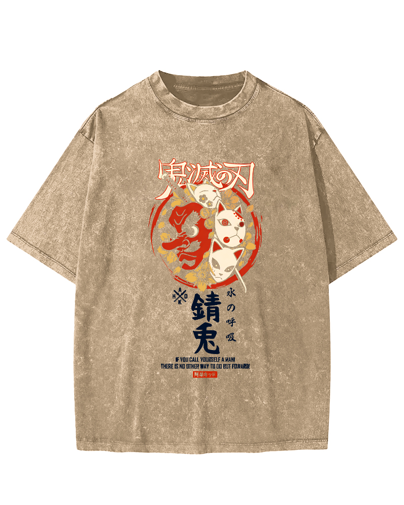 Rabbit Essence Japanese Style Vintage Washed T-shirt-Zazasy
