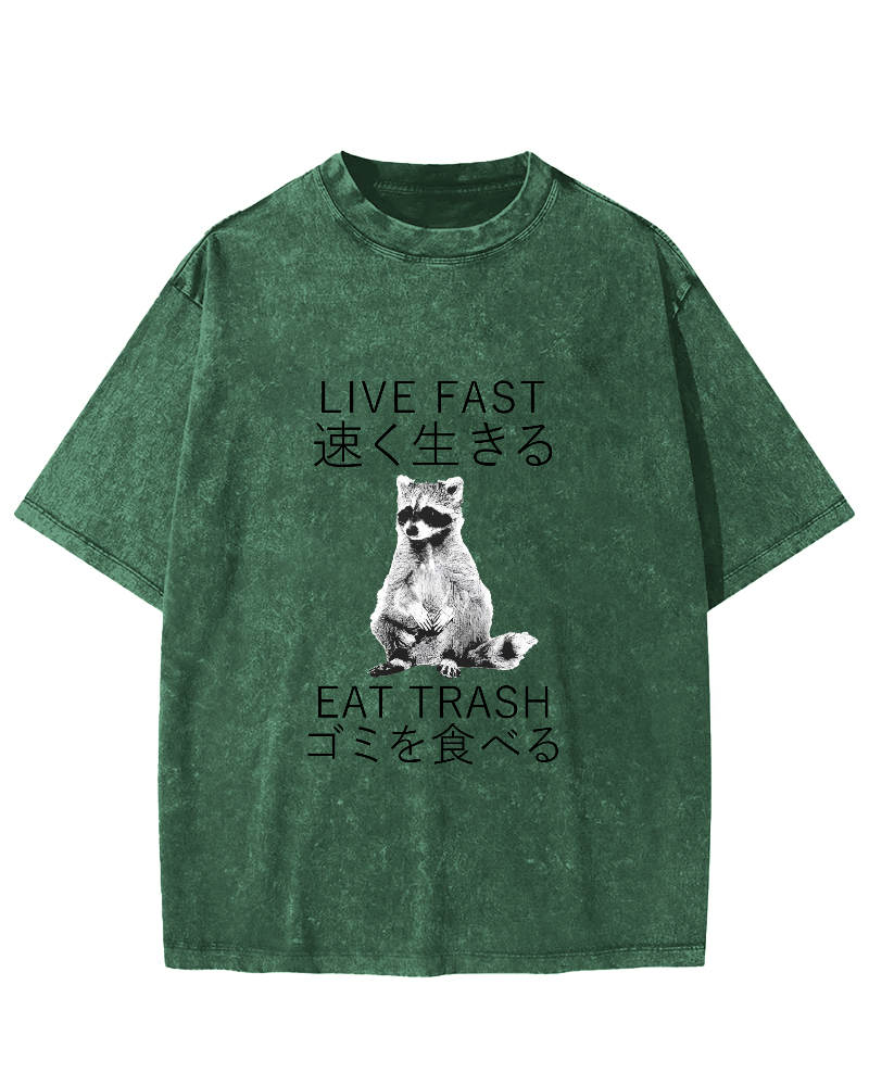 Japanese Cute Animal Pattern Vintage Distressed T-shirt-Zazasy