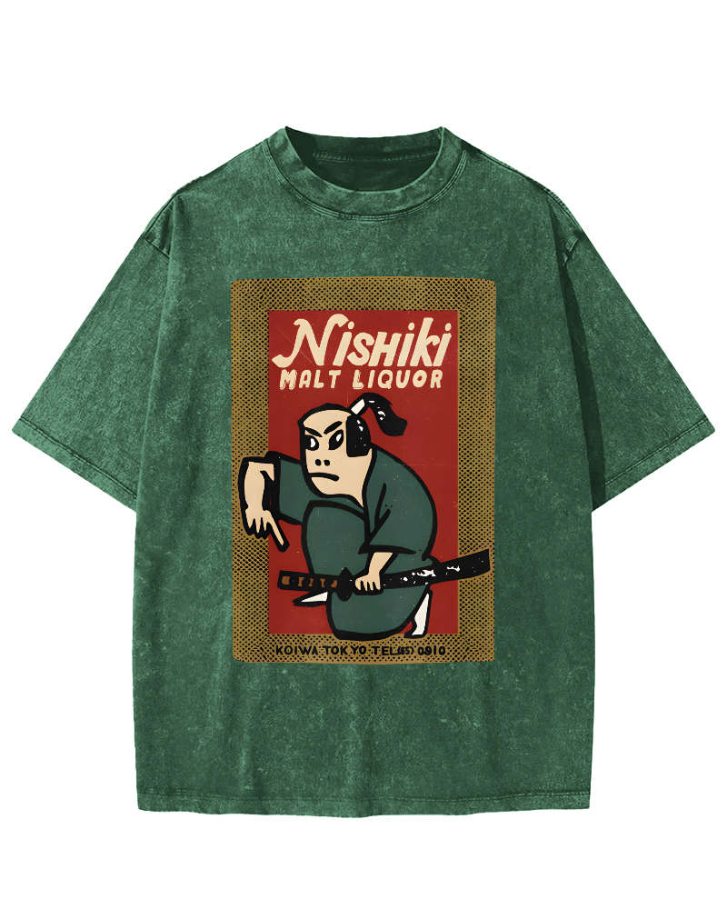 Samurai Holding Sword Vintage Washed T-shirt