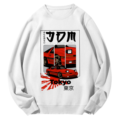 Tokyo Locomotive Market Round Neck Sweatshirt-Zazasy