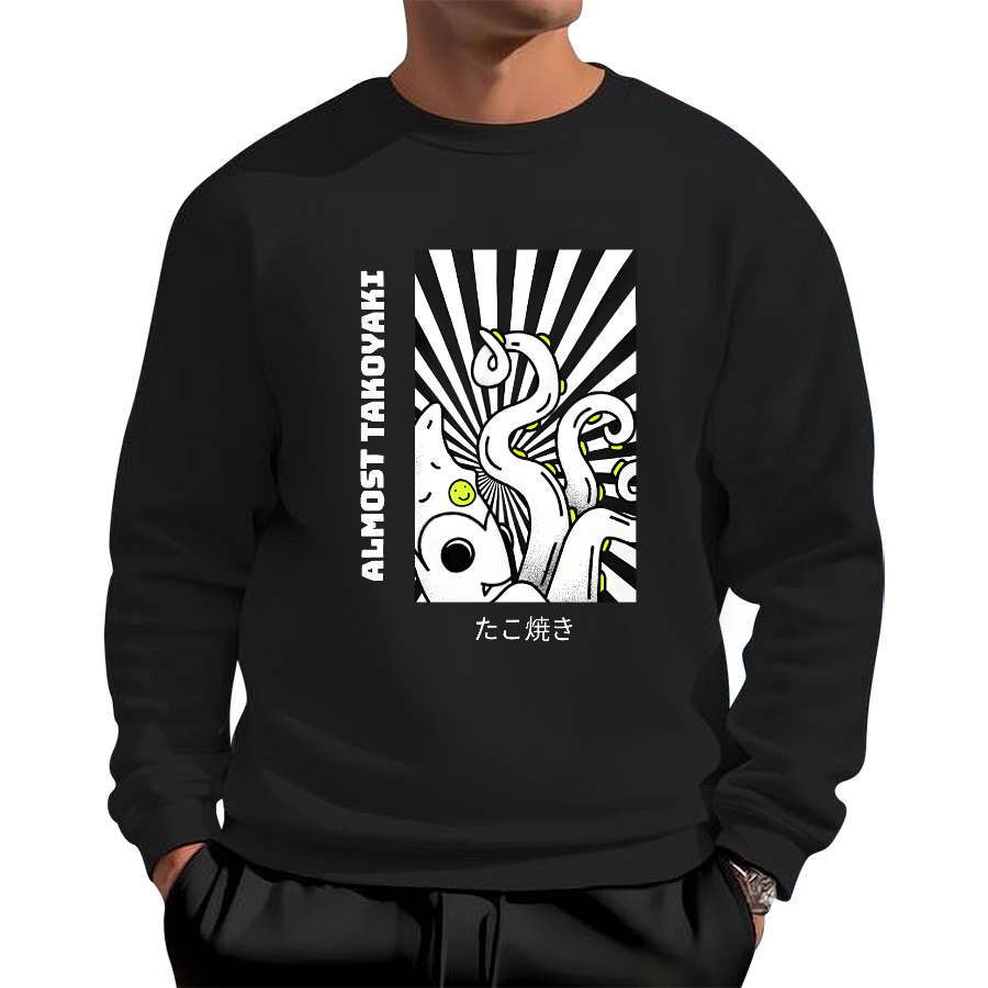 Fun Japanese Octopus Cotton Pullover Sweatshirt