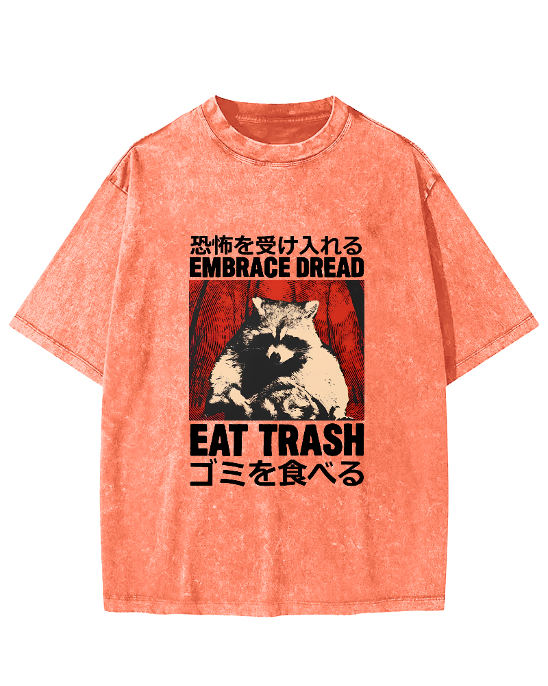 Raccoon Pattern Japanese Style Vintage Distressed T-shirt-Zazasy