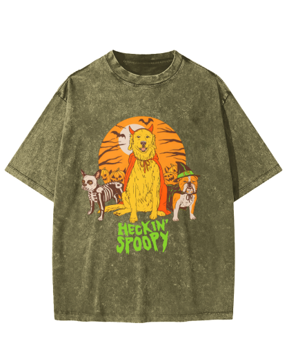 Cute Dog Halloween Vintage Distressed T-shirt-Zazasy