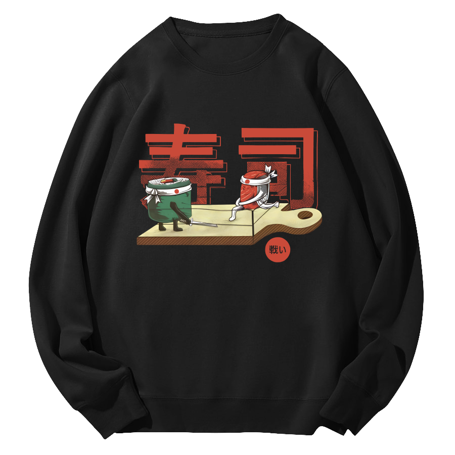 Japanese Sushi Round Neck Sweatshirt-Zazasy