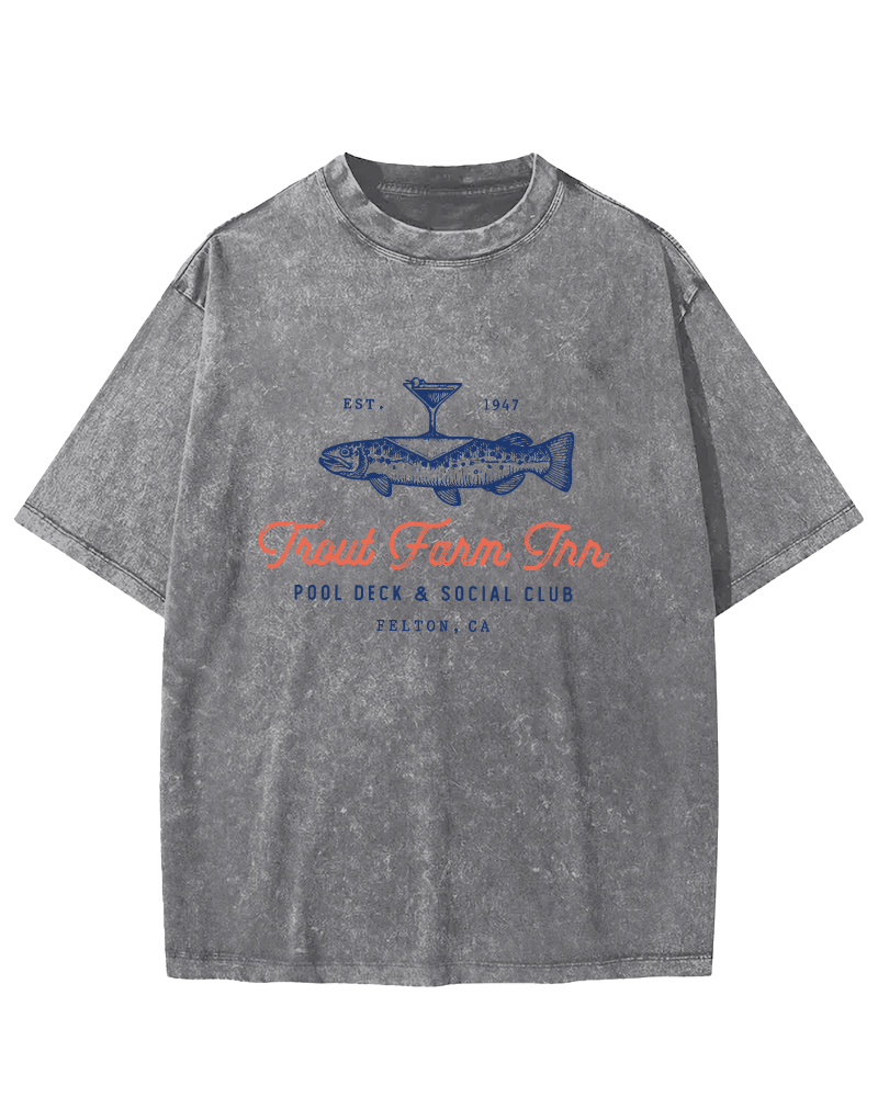 Japanese Seafood Vintage Washed T-shirt-Zazasy