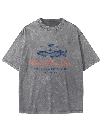 Japanese Seafood Vintage Washed T-shirt-Zazasy