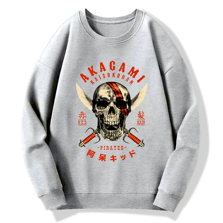 Skull Street Retro Cotton Pullover Sweatshirt