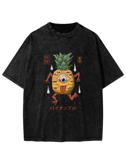 Funny Fruit Pineapple Japanese Style Vintage Distressed T-shirt-Zazasy