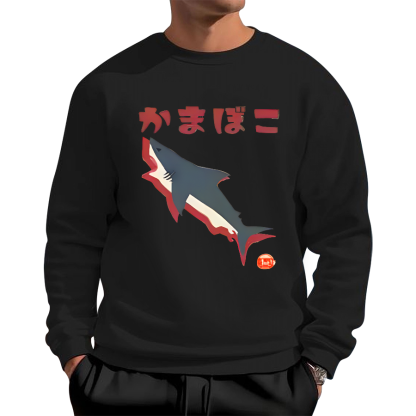 Great White Shark Japanese Retro Cotton Pullover Sweatshirt