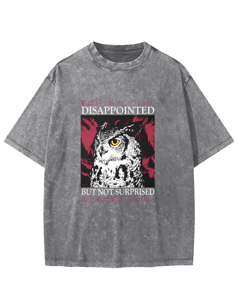 Japanese Owl Pattern Vintage Distressed T-shirt-Zazasy