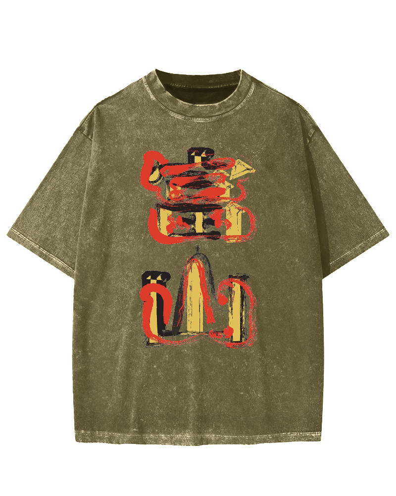 Toyama City Japanese Artistic Kanji Vintage Washed T-shirt
