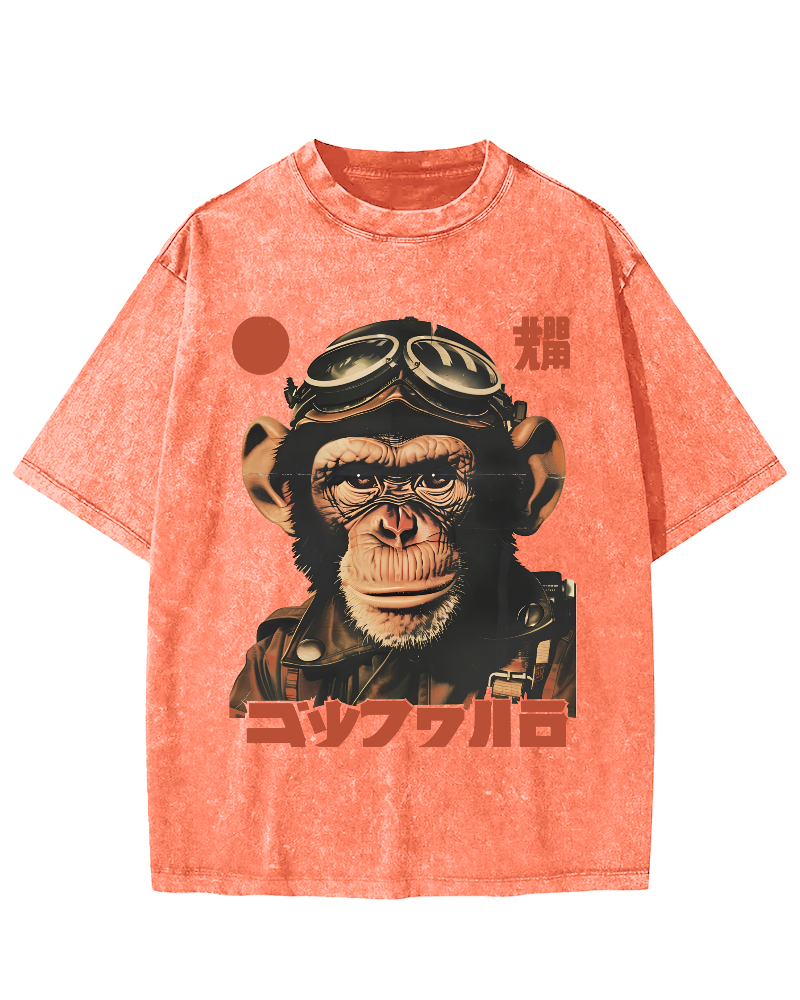 Gorilla Japanese Vintage Distressed T-shirt-Zazasy