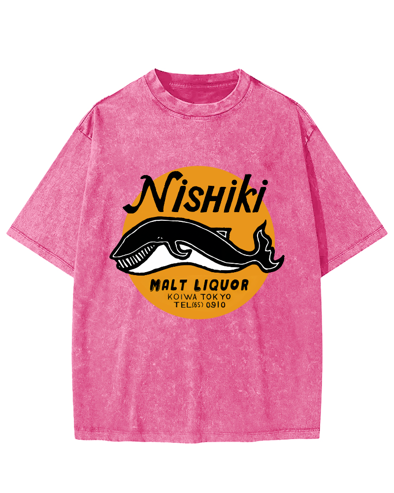 Whale Pattern Vintage Distressed T-shirt-Zazasy