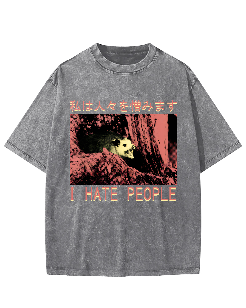 I Hate People Vintage Distressed T-shirt-Zazasy