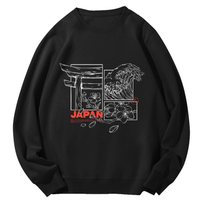 Japanese Culture Round Neck Sweatshirt-Zazasy