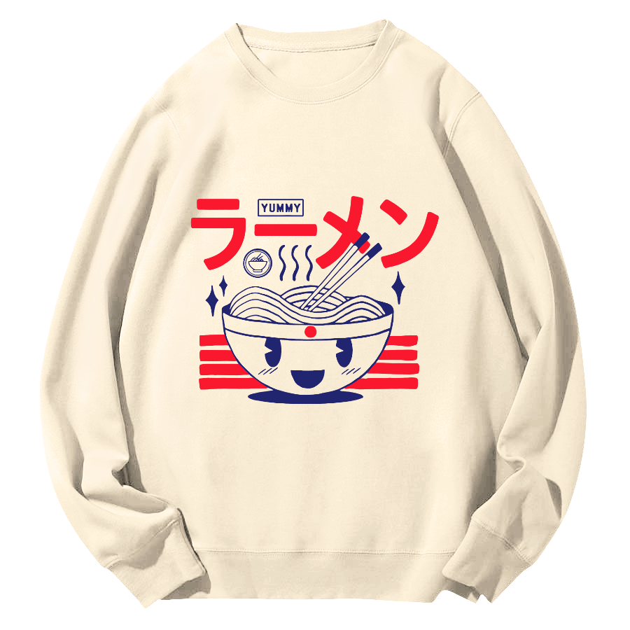 Japanese Lamian Noodles Round Neck Sweatshirt-Zazasy