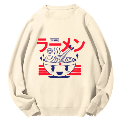 Japanese Lamian Noodles Round Neck Sweatshirt-Zazasy
