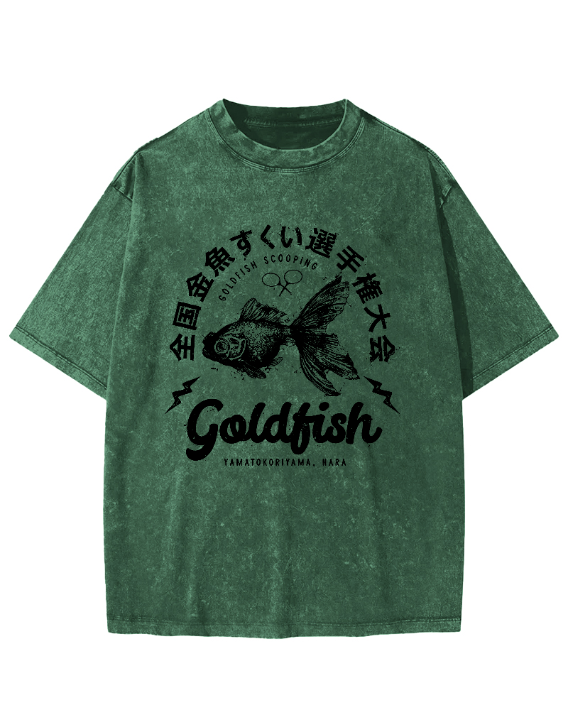 Japanese Goldfish Display Vintage Washed T-shirt-Zazasy