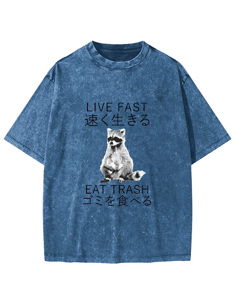 Japanese Cute Animal Pattern Vintage Distressed T-shirt-Zazasy