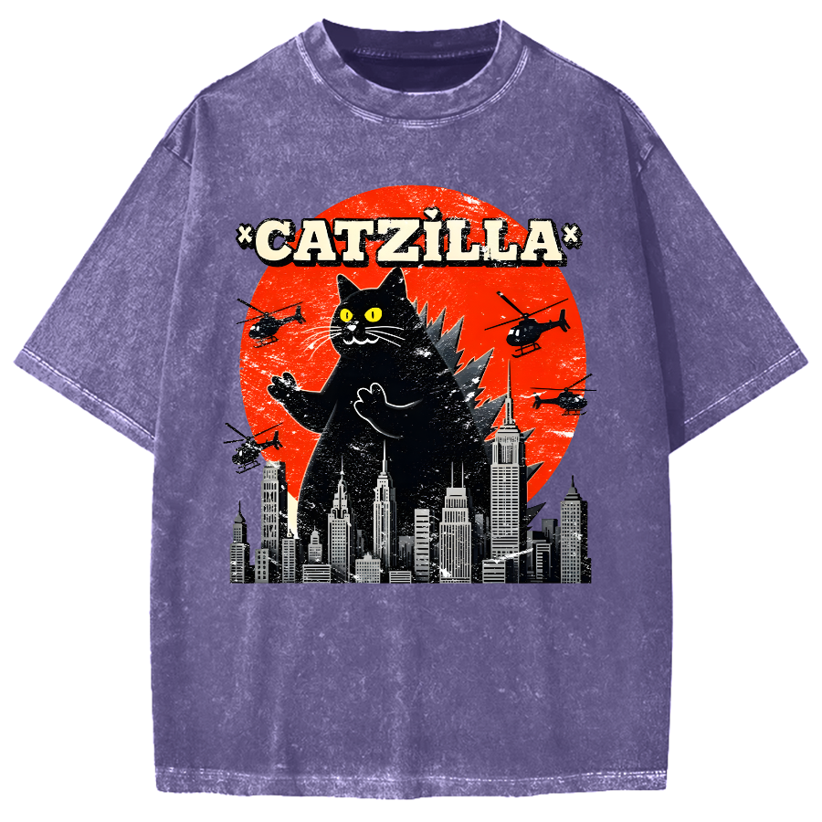 Parody Black Cat Vintage Washed T-shirt