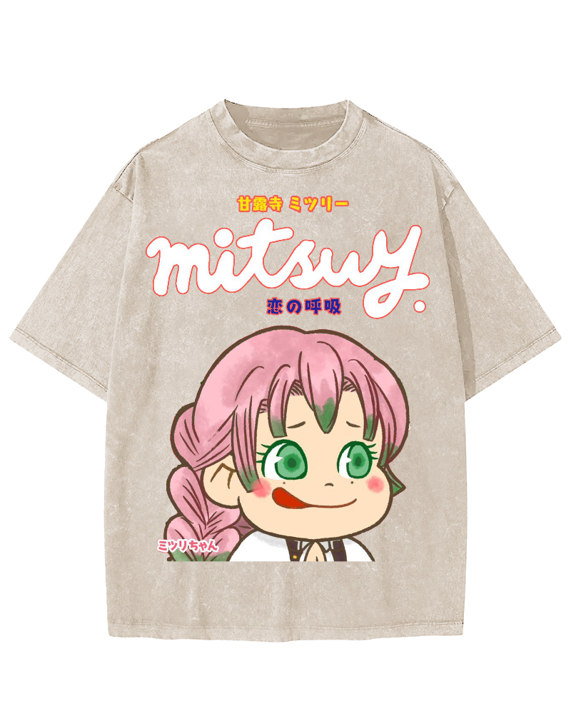 Japanese Anime Mitsuri Vintage Washed T-shirt