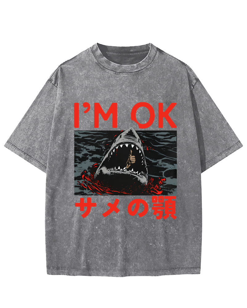 IM OK Japanese Style Vintage Washed T-shirt-Zazasy