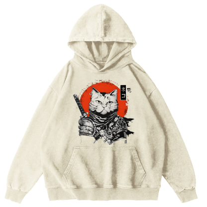Cat Hero Japanese Style Vintage Distressed Hoodie-Zazasy
