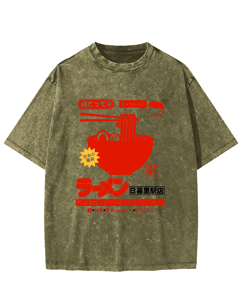 Tokyo Lamian Noodles Vintage Washed T-shirt-Zazasy