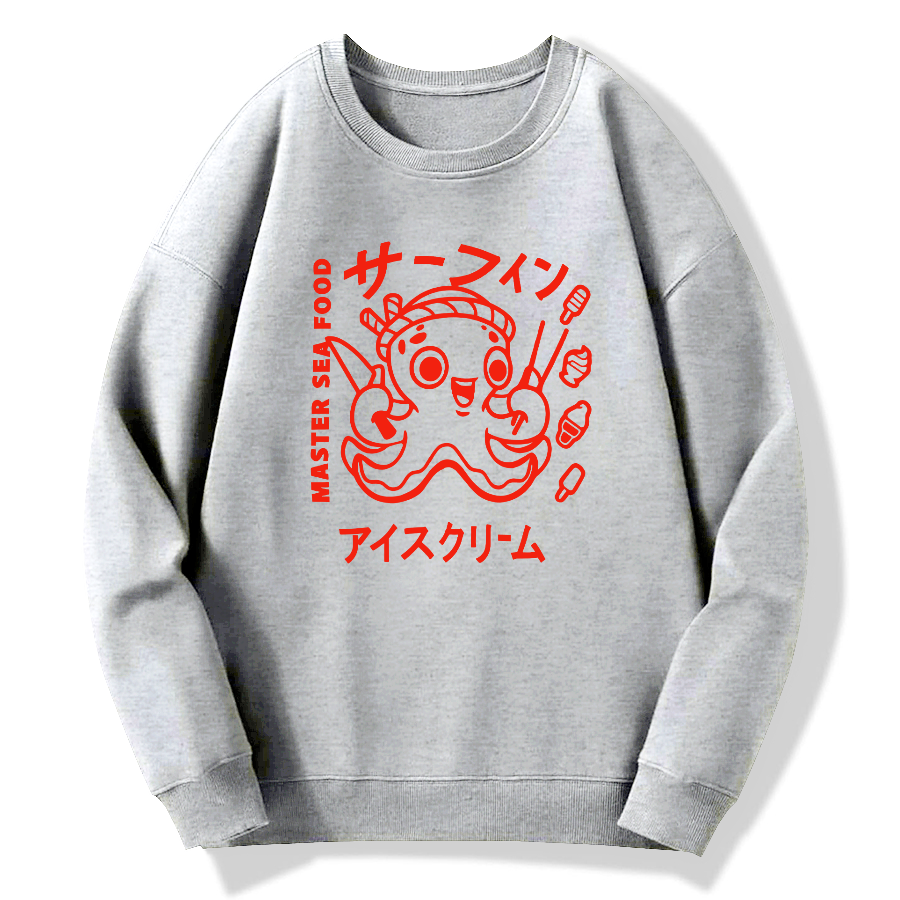 Japanese Octopus Cotton Pullover Sweatshirt