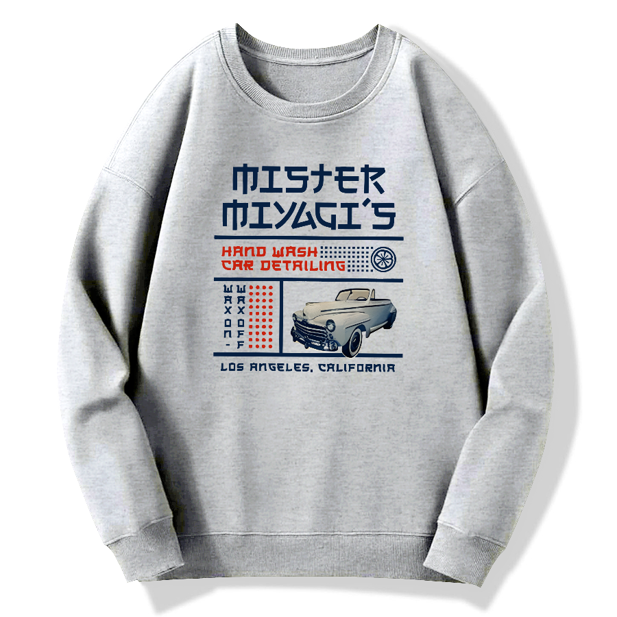 Japanese retro Chinese character locomotive Cotton Pullover Sweatshirt