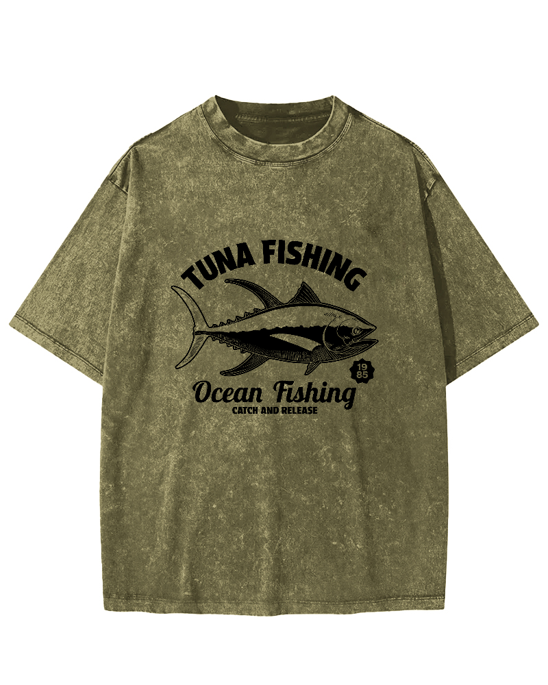 Tuna Japanese Washed T-shirt-Zazasy