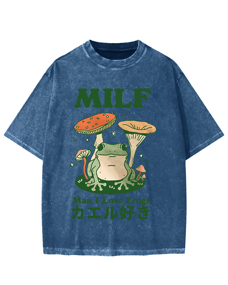 Funny MILF Froggy Vintage Washed T-shirt