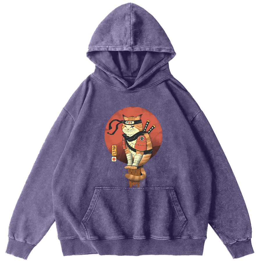 Warrior Cat Vintage Distressed Hoodie-Zazasy