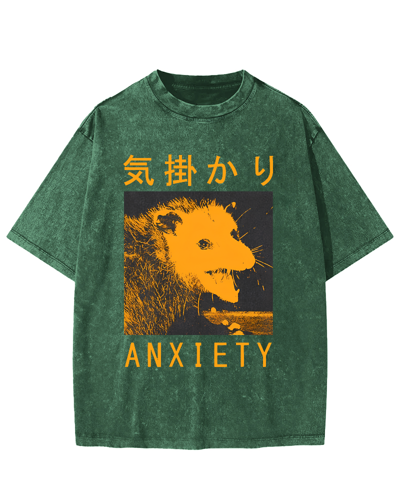 Anxiety Possum Japanese  Vintage Distressed T-shirt-Zazasy