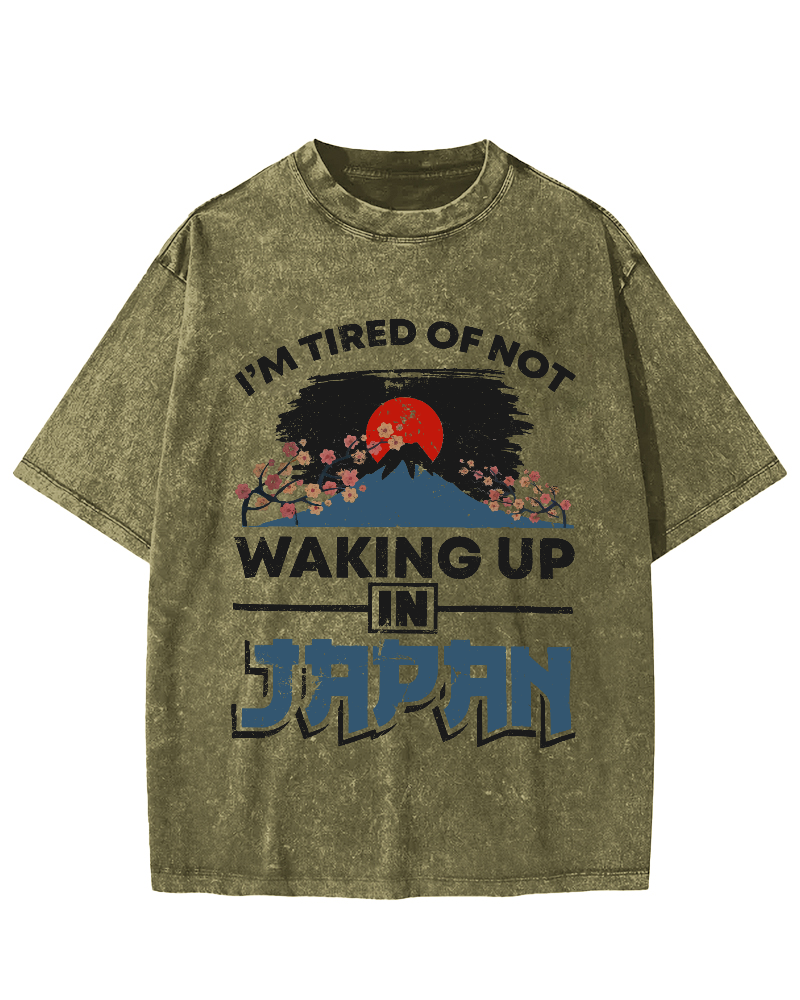 Mount Fuji in Japan Vintage Washed T-shirt-Zazasy