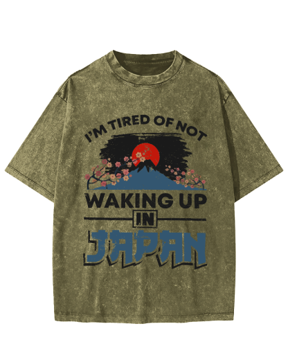 Mount Fuji in Japan Vintage Washed T-shirt-Zazasy