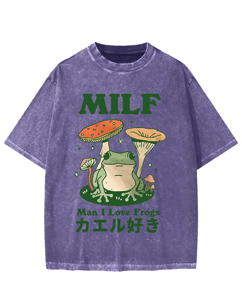 Funny MILF Froggy Vintage Washed T-shirt